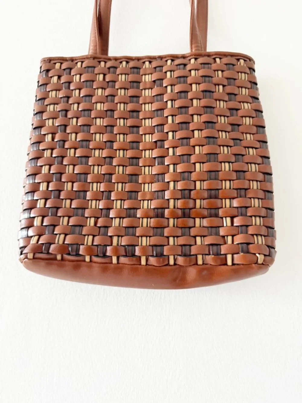 Vintage Genuine Leather Nine West Brown Woven Purse Bag